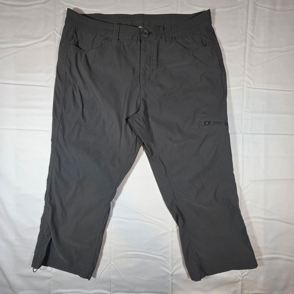 Eddie Bauer Womens Gray Hiking Capri Pants Size 12 Zipper Cargo Pocket Outdoor